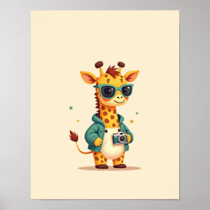 Charming Giraffe Safari Kids Room Art Poster