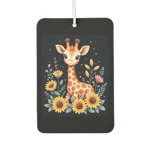 Charming Giraffe Surrounded By Flowers Long Sleeve Car Air Freshener