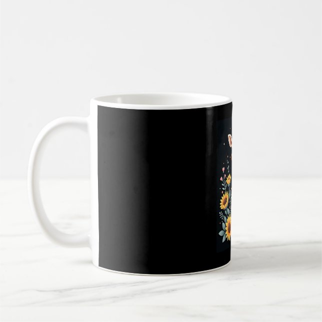 Charming Giraffe Surrounded By Flowers Long Sleeve Coffee Mug (Left)