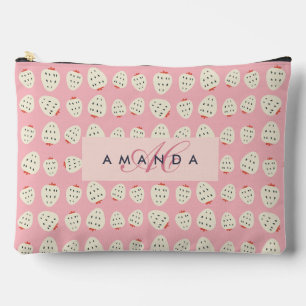 Charming Girly Strawberry Pattern Monogram Gifts Accessory Pouch