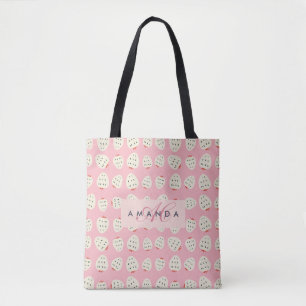 Charming Girly Strawberry Pattern Monogram Gifts Tote Bag