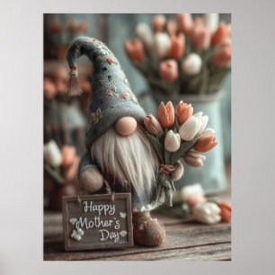 Charming Gnome Holding a "Happy Mother's Day" Sign