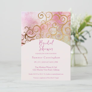 Charming Gold Botanical Bridal Shower Invitation