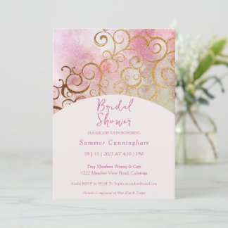 Charming Gold Botanical Bridal Shower Invitation