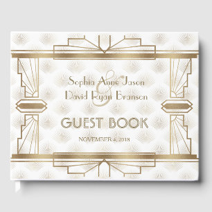 Charming Gold Great Gatsby Art Deco 1920s Wedding Guest Book