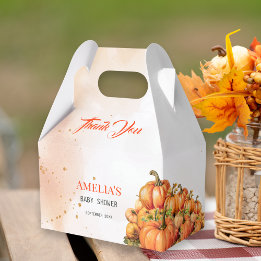Charming Gold Orange Watercolor Thank You Pumpkin Favour Box