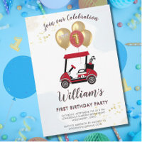 Charming Golf Cart First Birthday Boy 