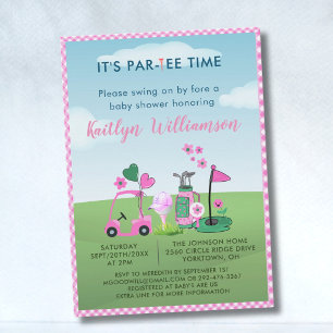 Charming Golf Pink Par-Tee Baby Shower Invitation