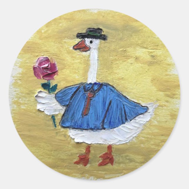 Charming Goose with Rose sticker Original art (Front)