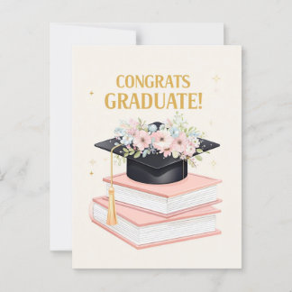 Charming Graduation Congrats Card with Floral Cap