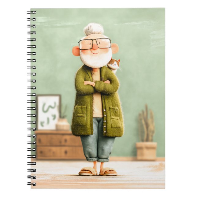 Charming Grandpa and His Cat Notebook (Front)