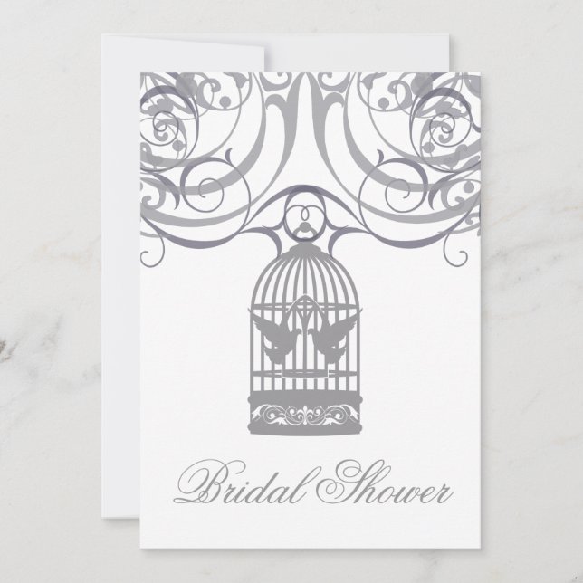 Charming Grey Birdcage Bridal Shower Invitation (Front)