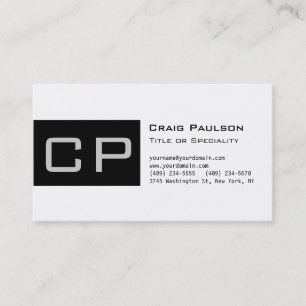 Charming Grey Black White Monogram Business Card