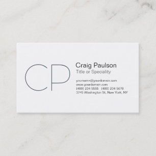Charming Grey Black White Monogram Business Card