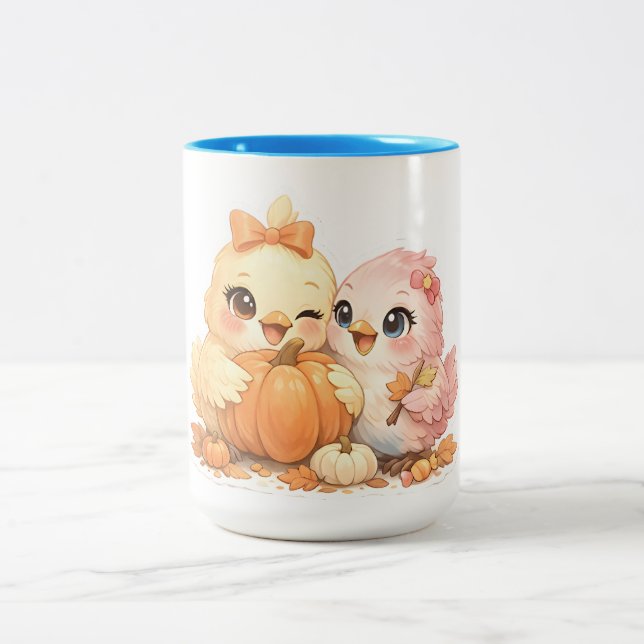 Charming Halloween Bird Pair Ceramic Mug (Center)