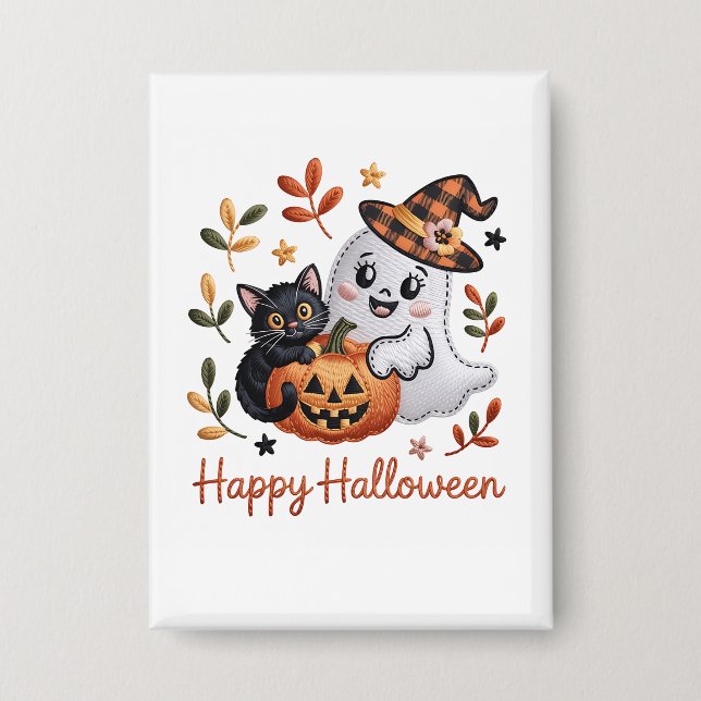Charming Halloween Greeting Card – Hand-Drawn Embr (Front)