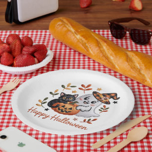 Charming Halloween Greeting Card – Hand-Drawn Embr Paper Plate