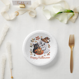 Charming Halloween Greeting Card – Hand-Drawn Embr Paper Plate