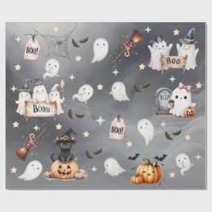Charming Halloween Party Witch Pumpkins Wrapping Paper