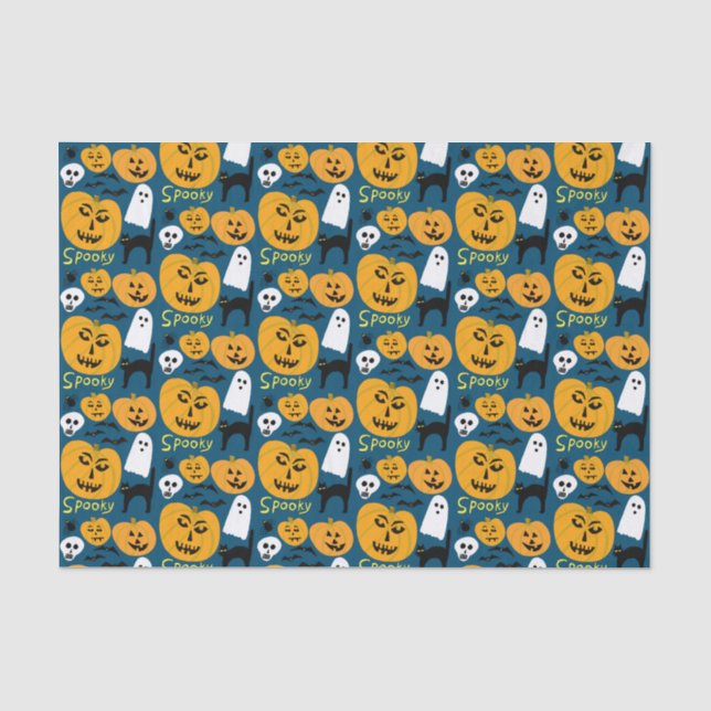 Charming Halloween Pumpkins Spooky Ghost Tissue Paper (Front)