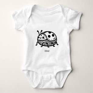 Charming Hand-Drawn Beetle Illustration Baby Bodysuit
