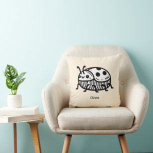 Charming Hand-Drawn Beetle Illustration  Cushion