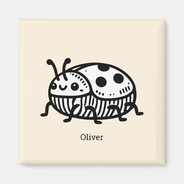Charming Hand-Drawn Beetle Illustration  Magnet (Front)