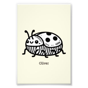 Charming Hand-Drawn Beetle Illustration Photo Print