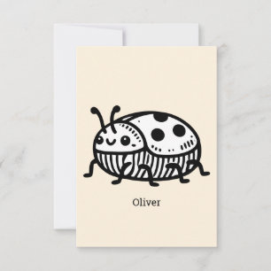 Charming Hand-Drawn Beetle Illustration  Thank You Card