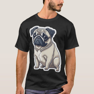 Charming Hand-Drawn Cartoon Pug: Your Daily Dose o T-Shirt