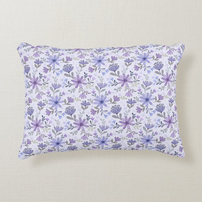 Charming Hand Drawn Flowers Accent Pillow (Front)