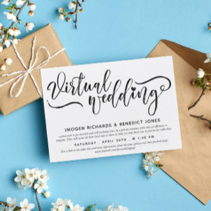 Charming Heart Brush Script Virtual Wedding Invitation