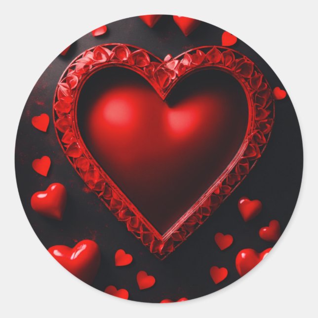 Charming Heart Design Round Stickers (Front)