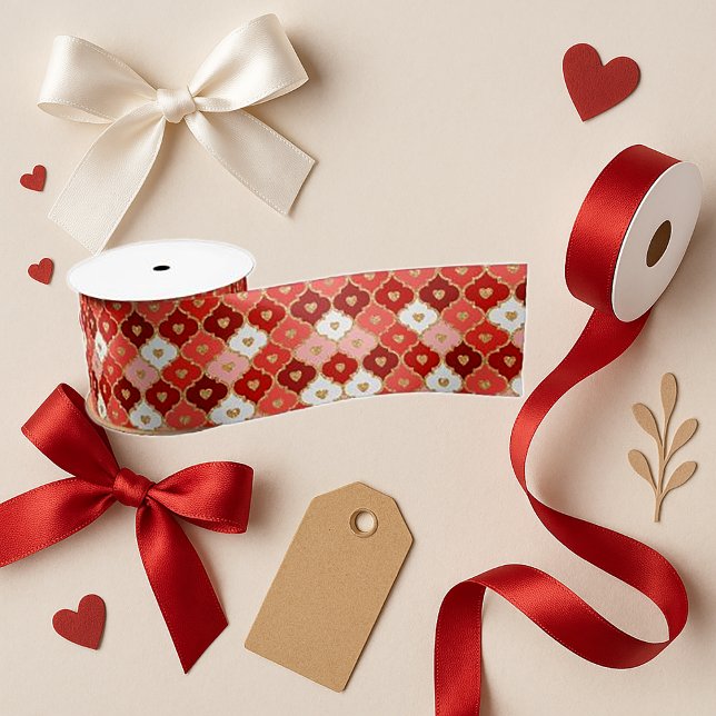 Charming Heart Grid  Valentine Crafts Satin Ribbon (Creator Uploaded)