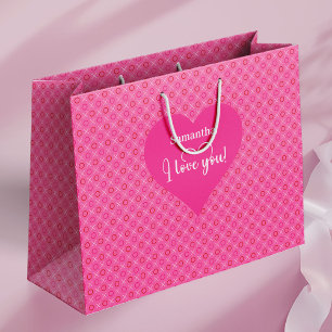 Charming Heart Pattern I Love You Custom Gift Bag