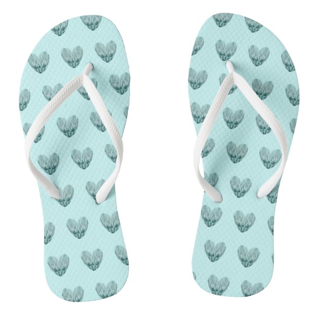 Charming heart pattern in mint green  jandals (Footbed)
