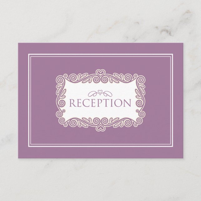 Charming Heart Reception Card (purple) (Front)