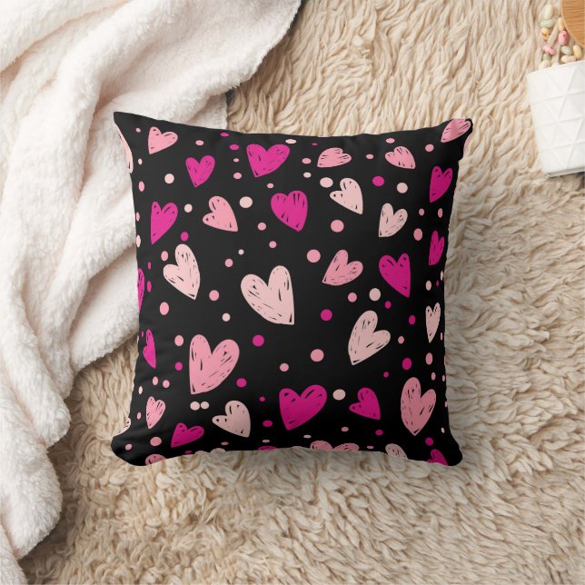 Charming Hearts and Dots Pattern Cushion (Blanket)