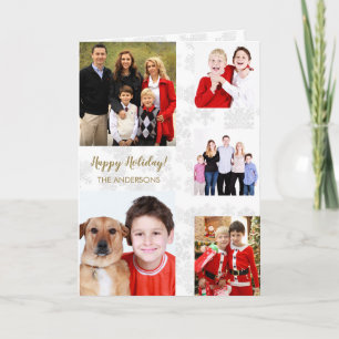 Charming Holiday Family Photo Collage Monogram Card