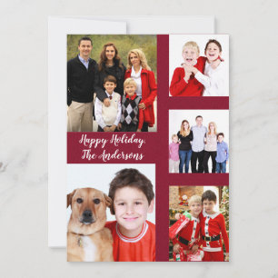 Charming Holiday Family Photo Collage Monogram Card