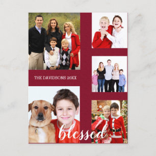 Charming Holiday Family Photo Collage Monogram Postcard