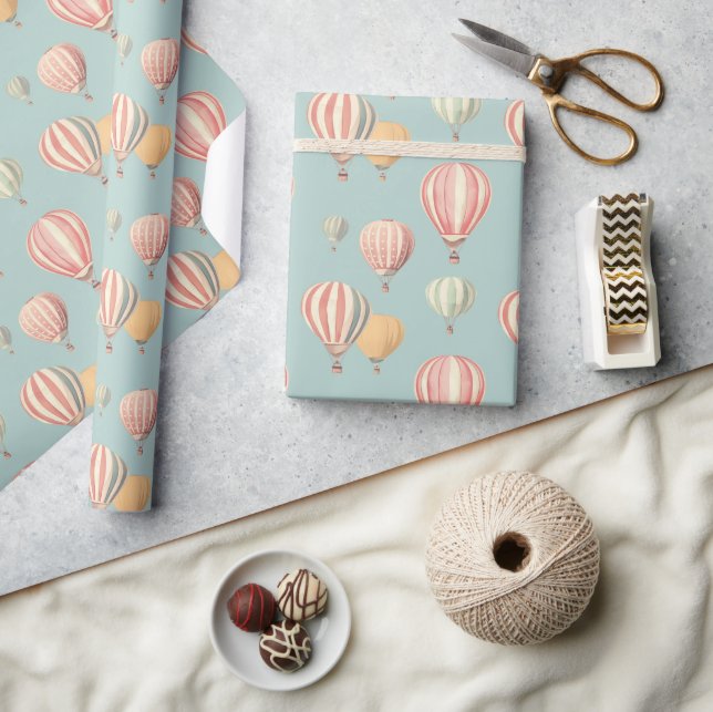 Charming Hot Air Balloon Kids Wrapping Paper (Crafts)