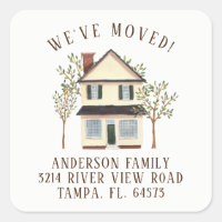 Charming House We've Moved Address Label Sticker