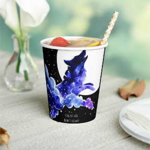 Charming Howling Wolf Birthday Paper Cups