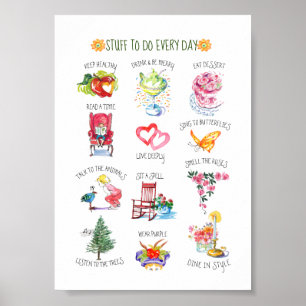 Charming Illustrated Stuff To Do Every Day Poster