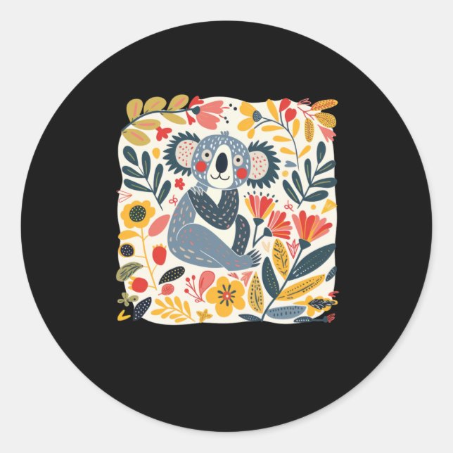 Charming Illustration Of A Koala Surrounded  Classic Round Sticker (Front)