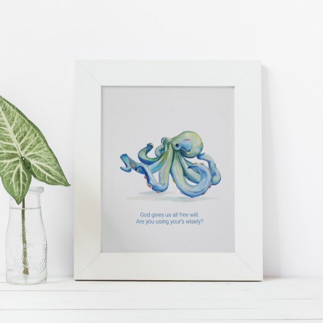 Charming Inspirational Watercolor Octopus Poster (Creator Uploaded)