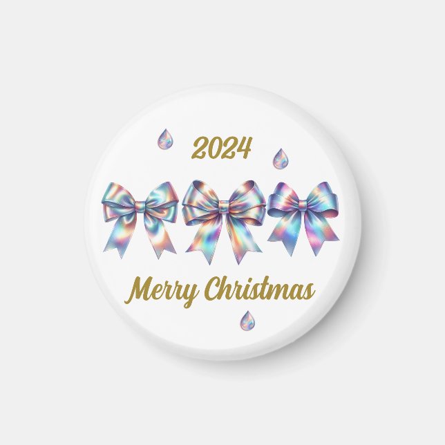 Charming Iridescent Bows Year Accent Magnet (Front)