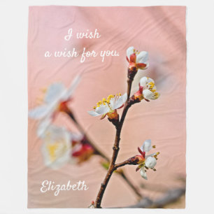 Charming Japanese Apricot Blossoms Fleece Blanket