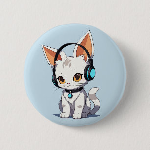 Charming Kawaii Cat Design 6 Cm Round Badge